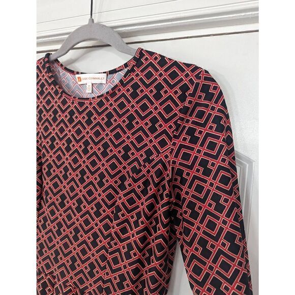 Jude Connally Brynn Trellis Trip Dress women's size XS crimson black fit & flare - Picture 2 of 6